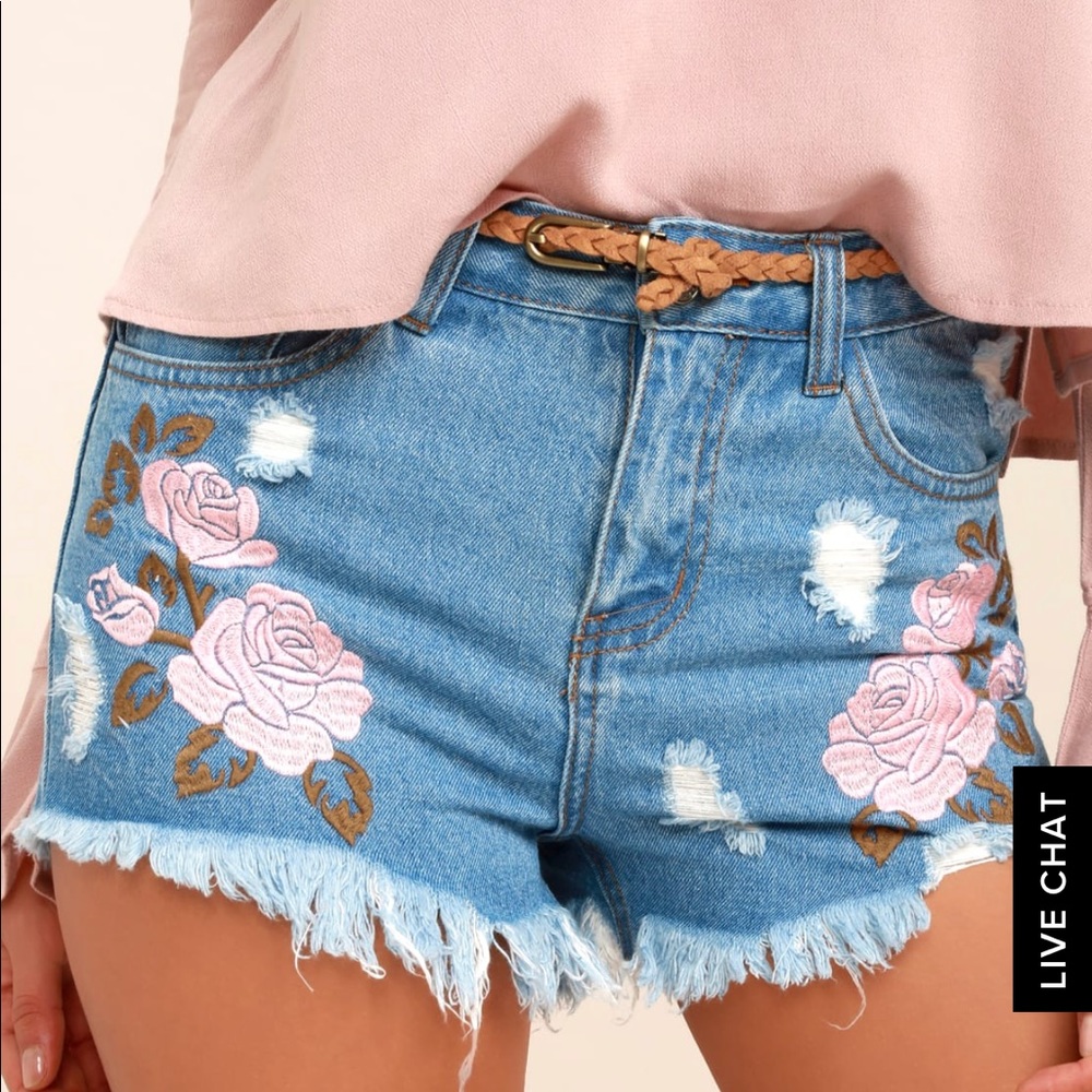LuLu’s Embroidered Denim Shorts